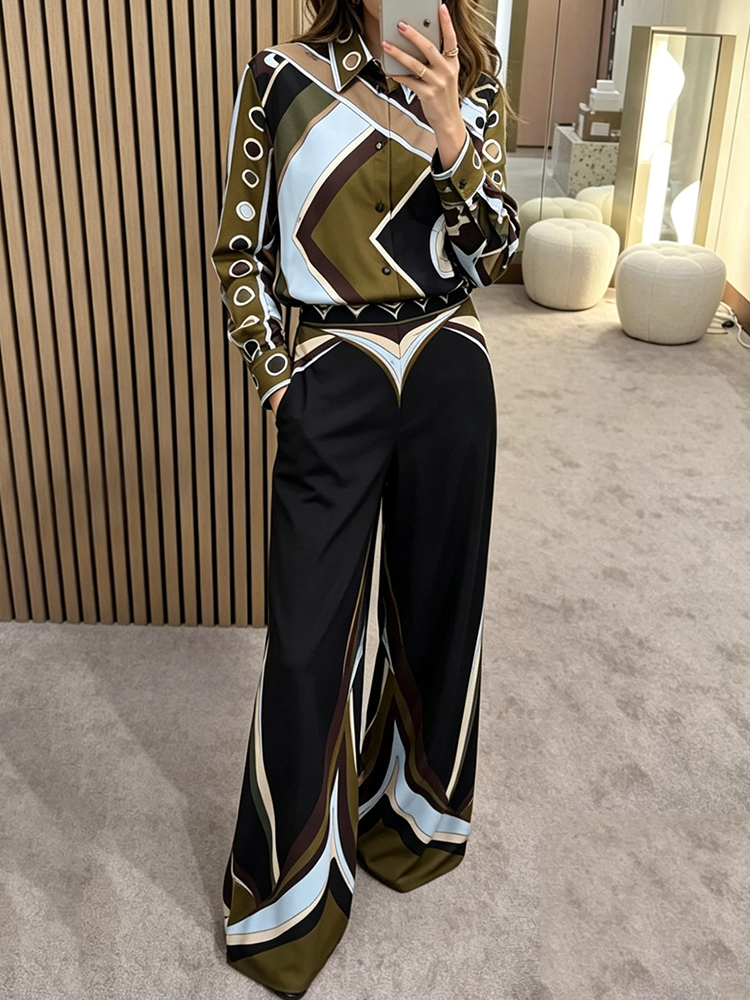 Retro geometric positioning pr - Silk Blouse Button recension och pris