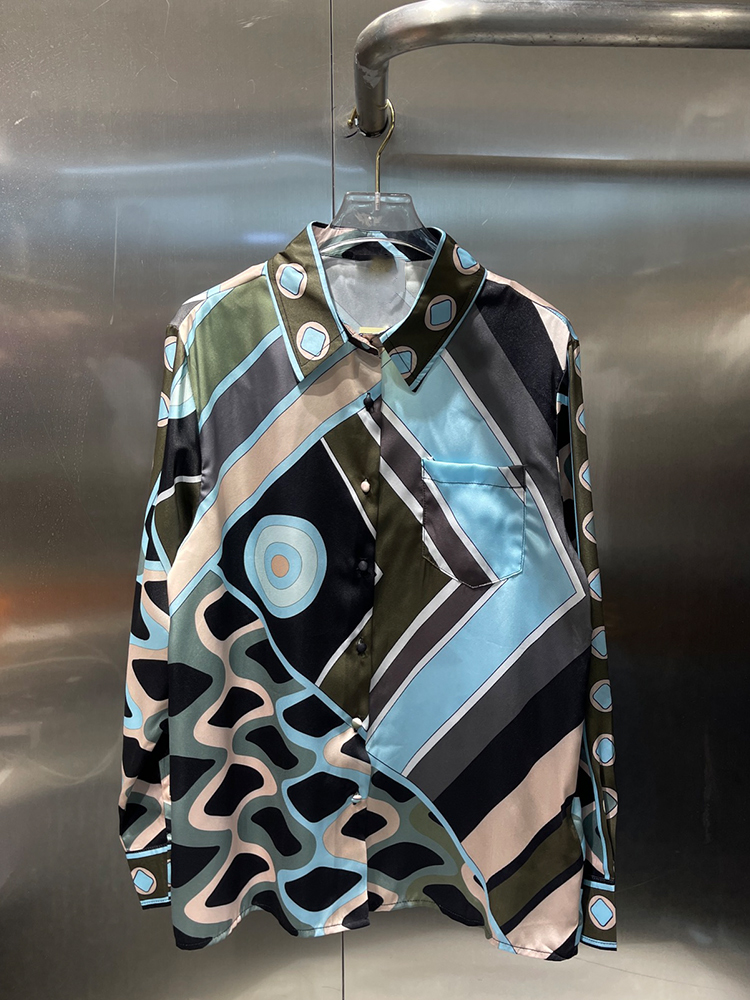 Retro geometric positioning pr - Silk Blouse Button recension och pris