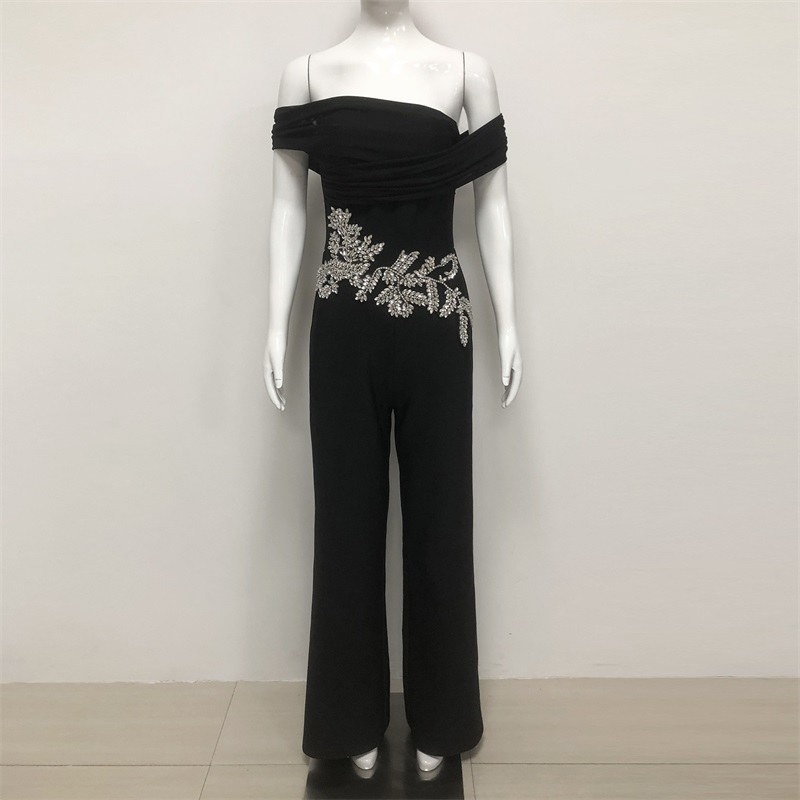 Black Crystals Women Jumpsuit  - Women'S Formal Jumpsuit Evening Wear recension och pris