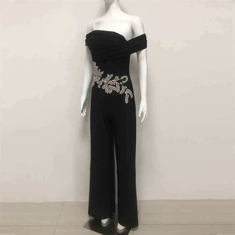 Black Crystals Women Jumpsuit  - Women'S Formal Jumpsuit Evening Wear recension och pris