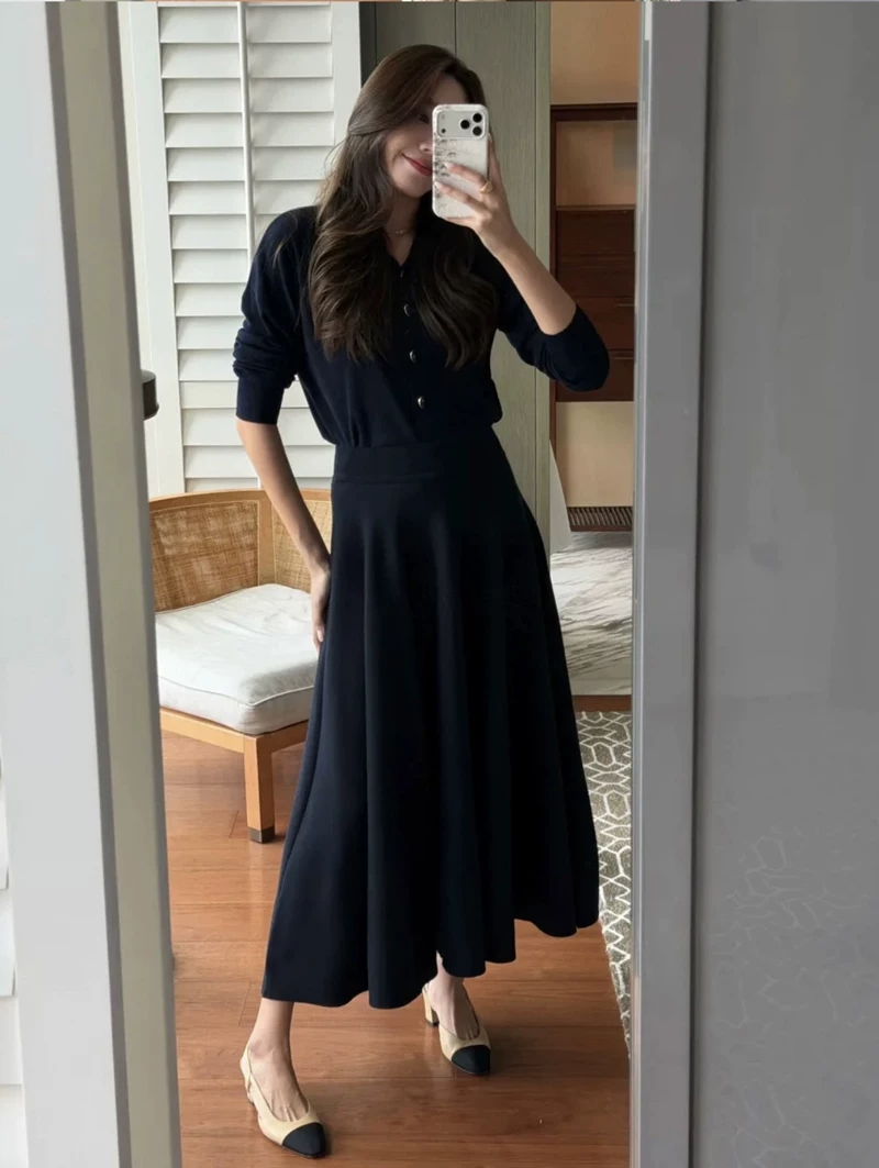New Autumn Women Wool Silk Ble - Women Formal Wear With Skirt recension och pris