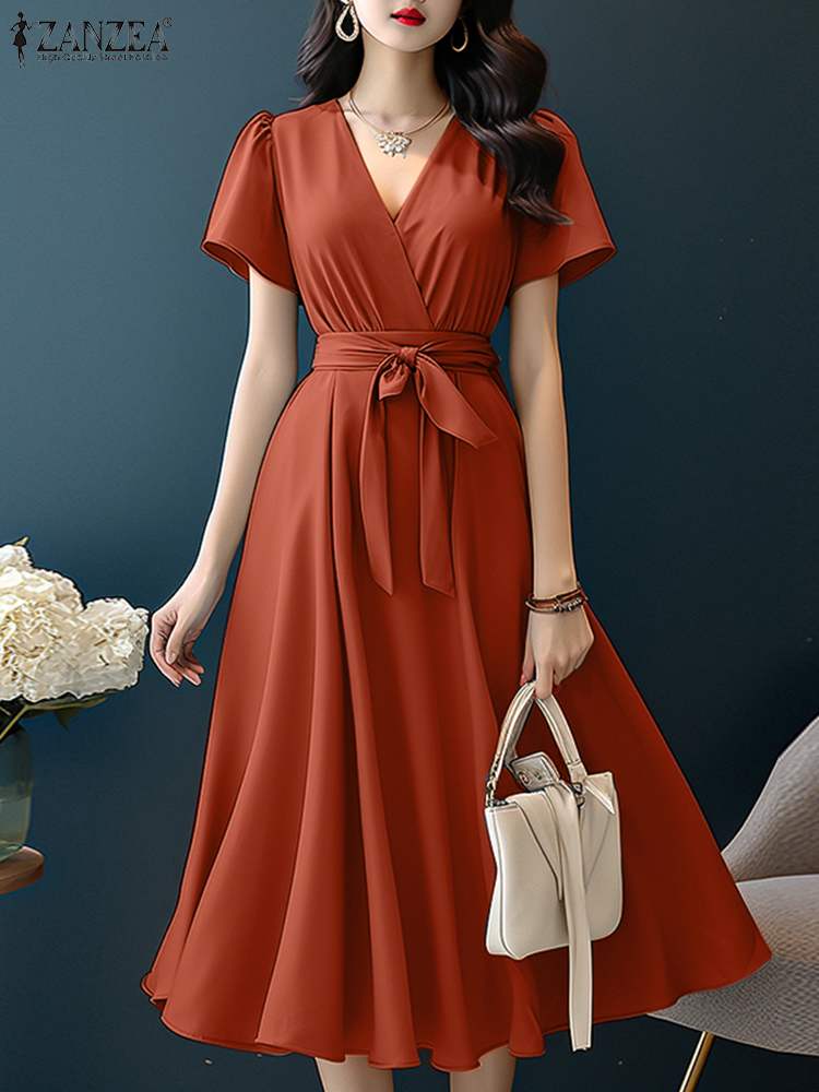 ZANZEA 2024 Elegant Short Slee - Women Formal Wear Zara recension och pris