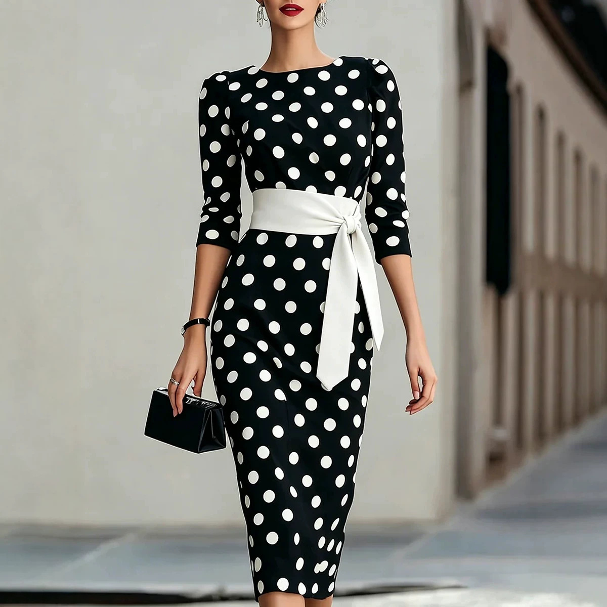 Women Elegant Black White Polk - Women Formal Office Wear Tops recension och pris