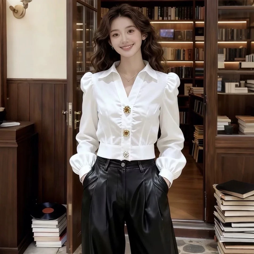 Elegant White Shirt V Neck Blo - Women Formal Office Wear Tops recension och pris