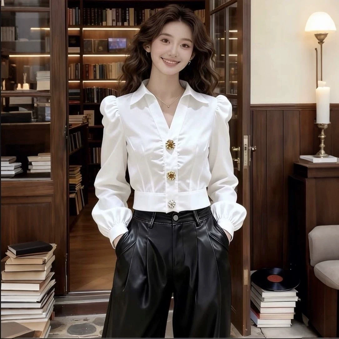 Elegant White Shirt V Neck Blo - Women Formal Office Wear Tops recension och pris