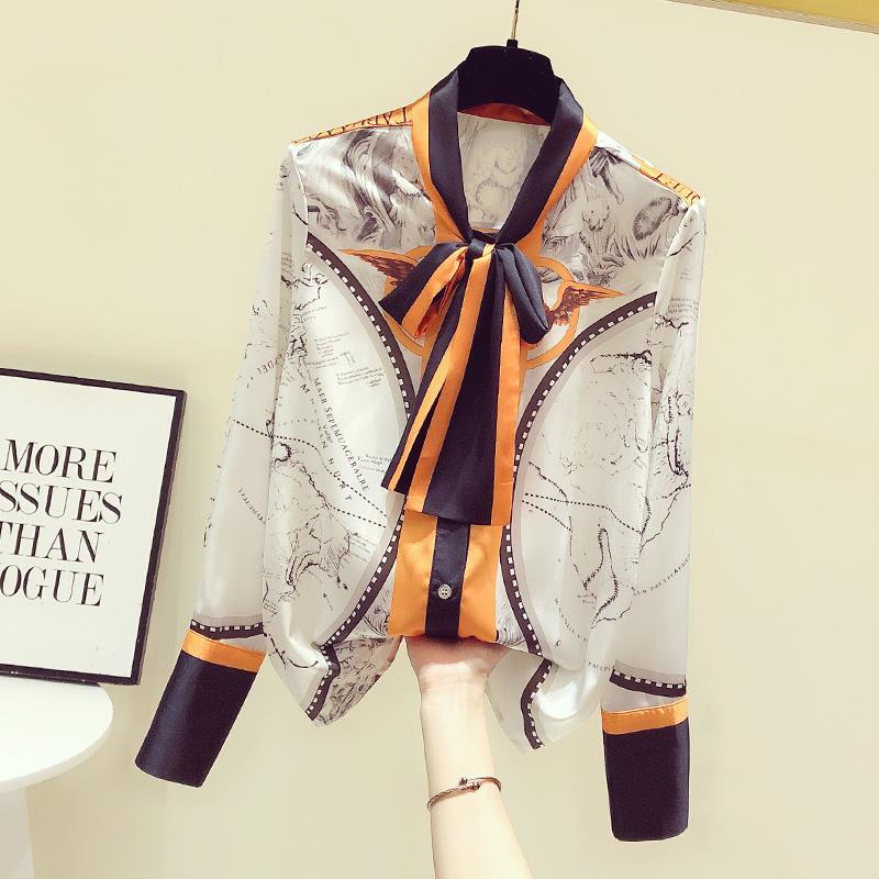 Female Korean Printing Chiffon - Silk Blouse Button recension och pris