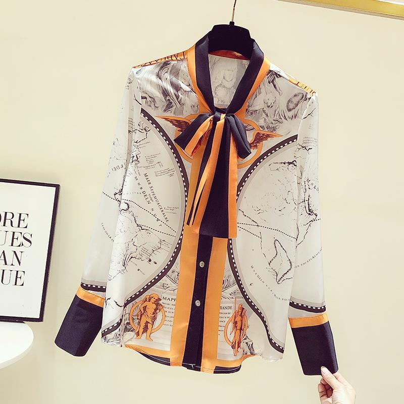 Female Korean Printing Chiffon - Silk Blouse Button recension och pris