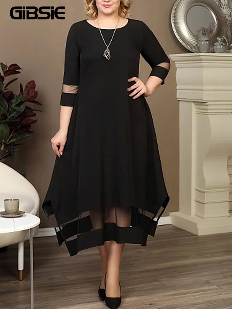 GIBSIE Plus Size Black Contras - Women Formal Office Wear Tops recension och pris