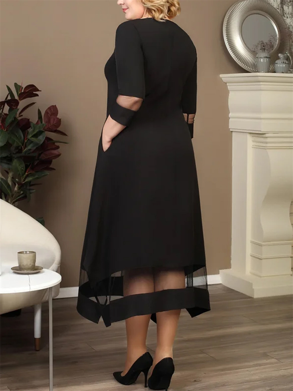 GIBSIE Plus Size Black Contras - Women Formal Office Wear Tops recension och pris
