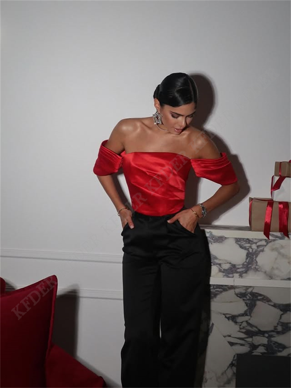 Off Shoulder Satin Blouse Wome - Women Formal Blouses For Evening Wear recension och pris