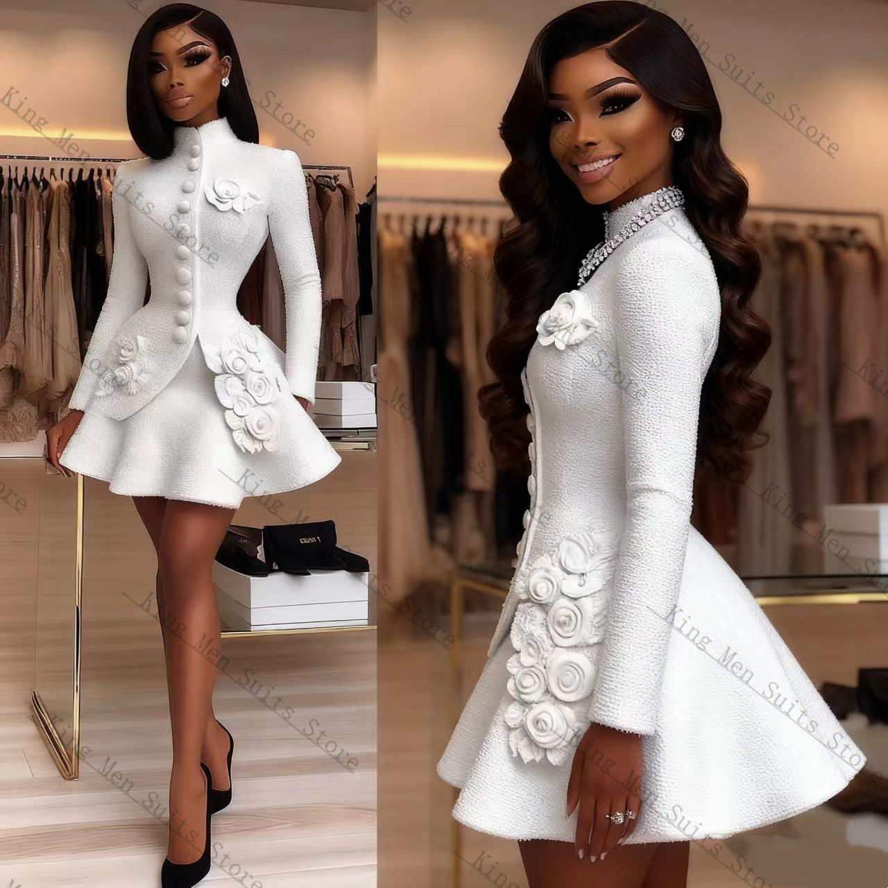 Luxury White Women Suit Set 2  - Women Formal Wear Coat recension och pris