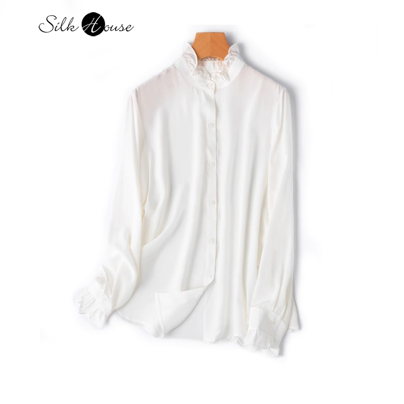 2025 Women's Fashion New 100%N - Silk Blouse Button recension och pris