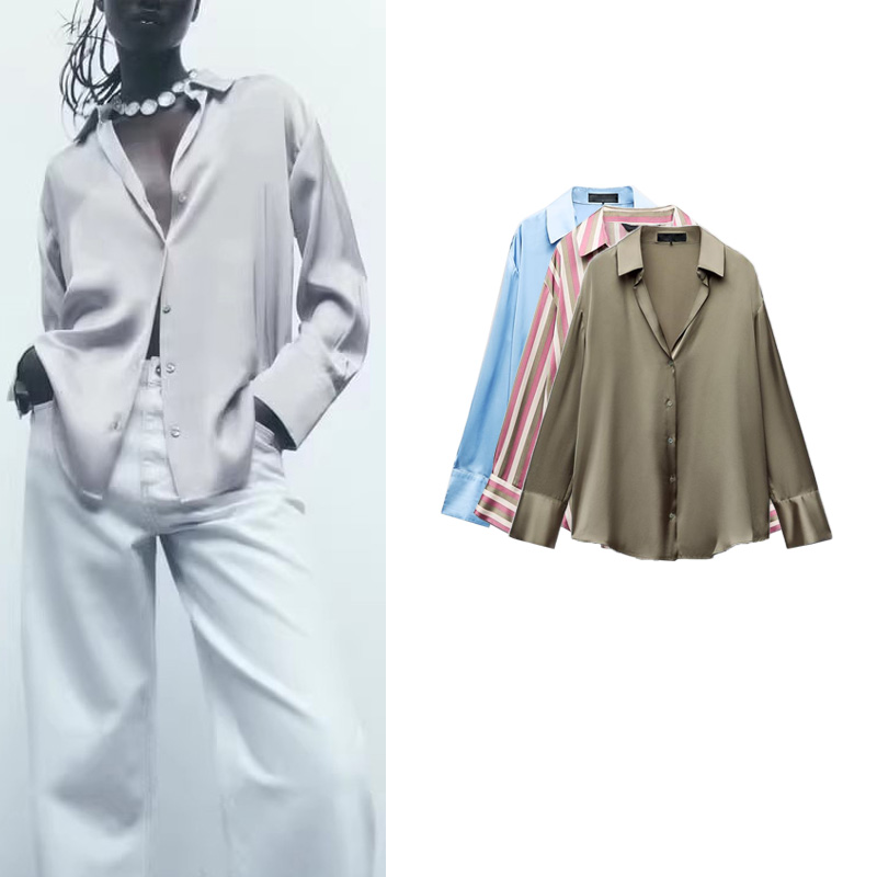 Classic Silk Satin Feel irt Ne - Silk Blouse Button recension och pris