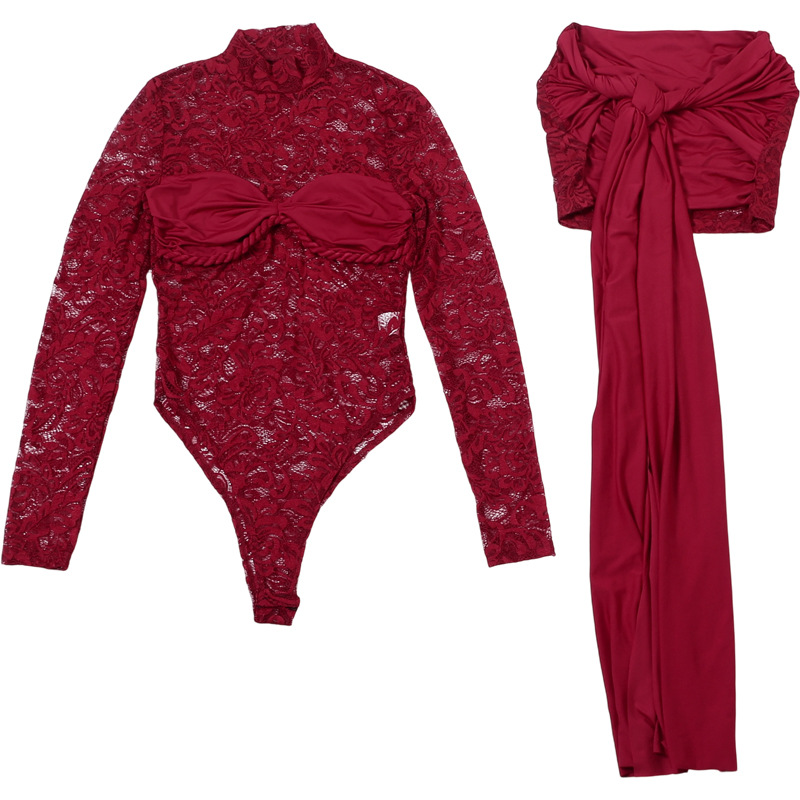 Burgundy White Black Lace Wome - Women'S Formal Jumpsuit Evening Wear recension och pris