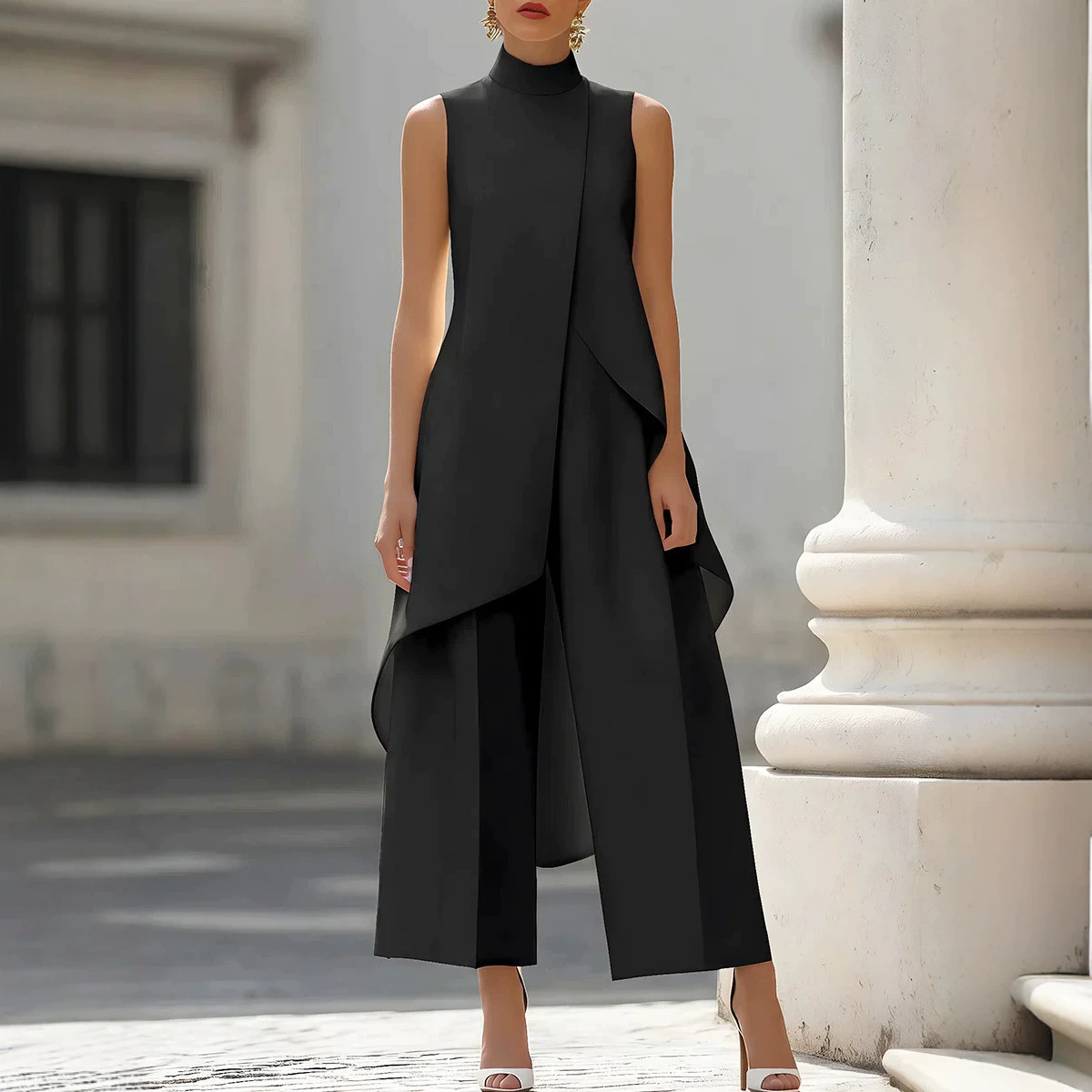 Sleeveless High Neck Asymmetri - Women'S Formal Jumpsuit Evening Wear recension och pris