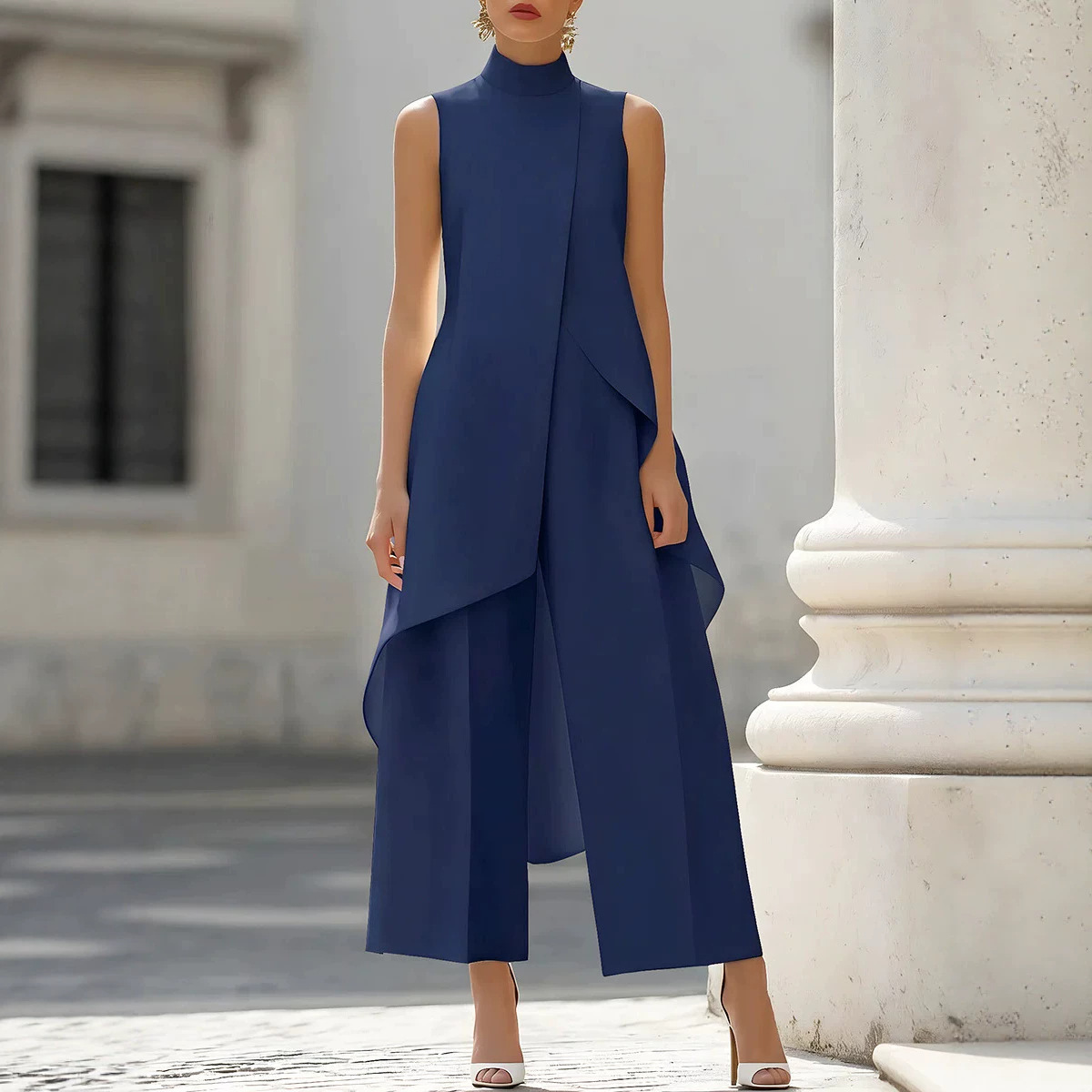 Sleeveless High Neck Asymmetri - Women'S Formal Jumpsuit Evening Wear recension och pris