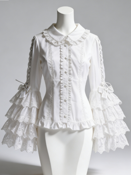 Sweet Lolita Blouse Lace Trim  - Women Formal Blouses For Evening Wear recension och pris