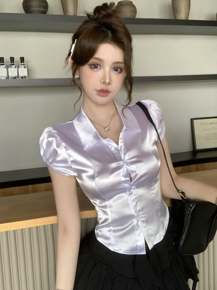 Summer Sexy Silk Shirts Women  - Silk Blouse Button recension och pris