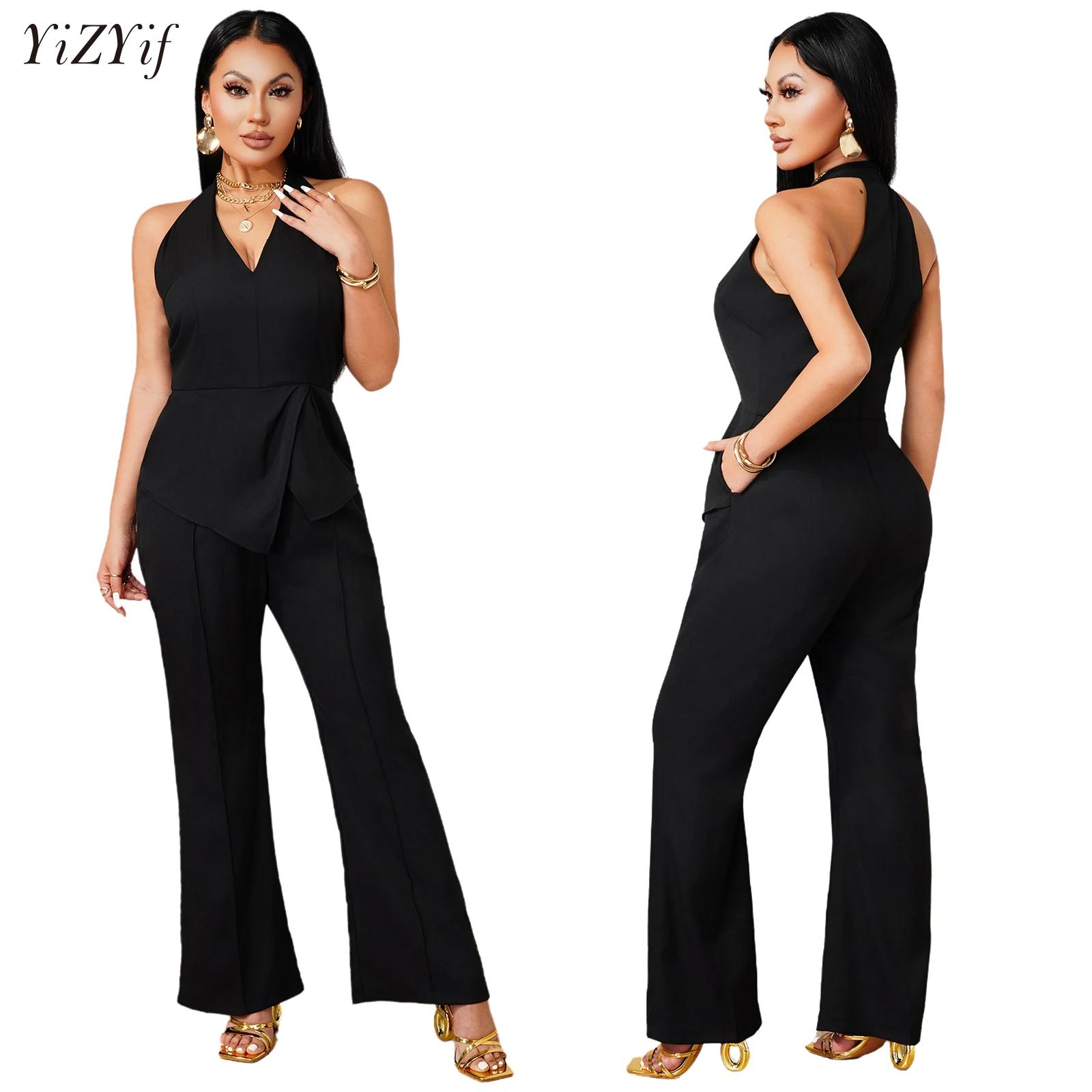 Sleeveless V-neck Jumpsuit Asy - Women'S Formal Jumpsuit Evening Wear recension och pris