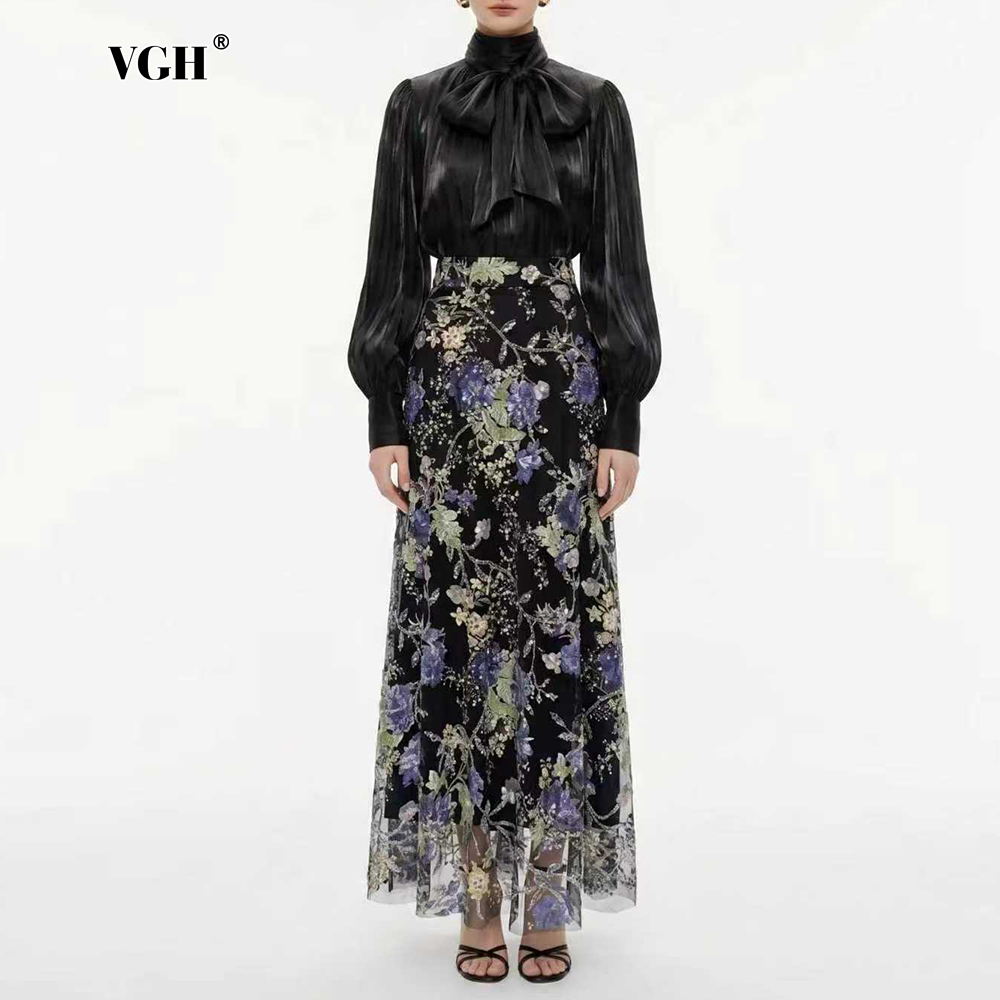 VGH Elegant Chic Black Floral  - Women Formal Blouses For Evening Wear recension och pris