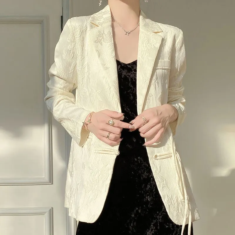 Women's White Textured Blazer  - Women Formal Wear Coat recension och pris
