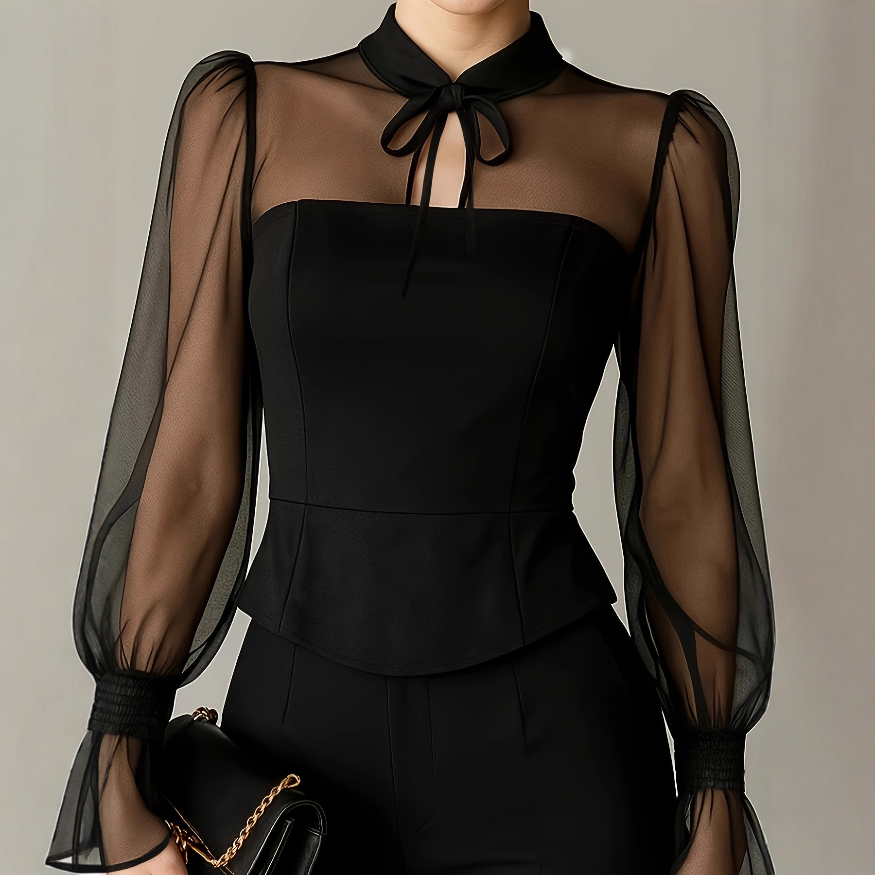 Elegant Puff Sleeve Blouse for - Women Formal Blouses For Evening Wear recension och pris