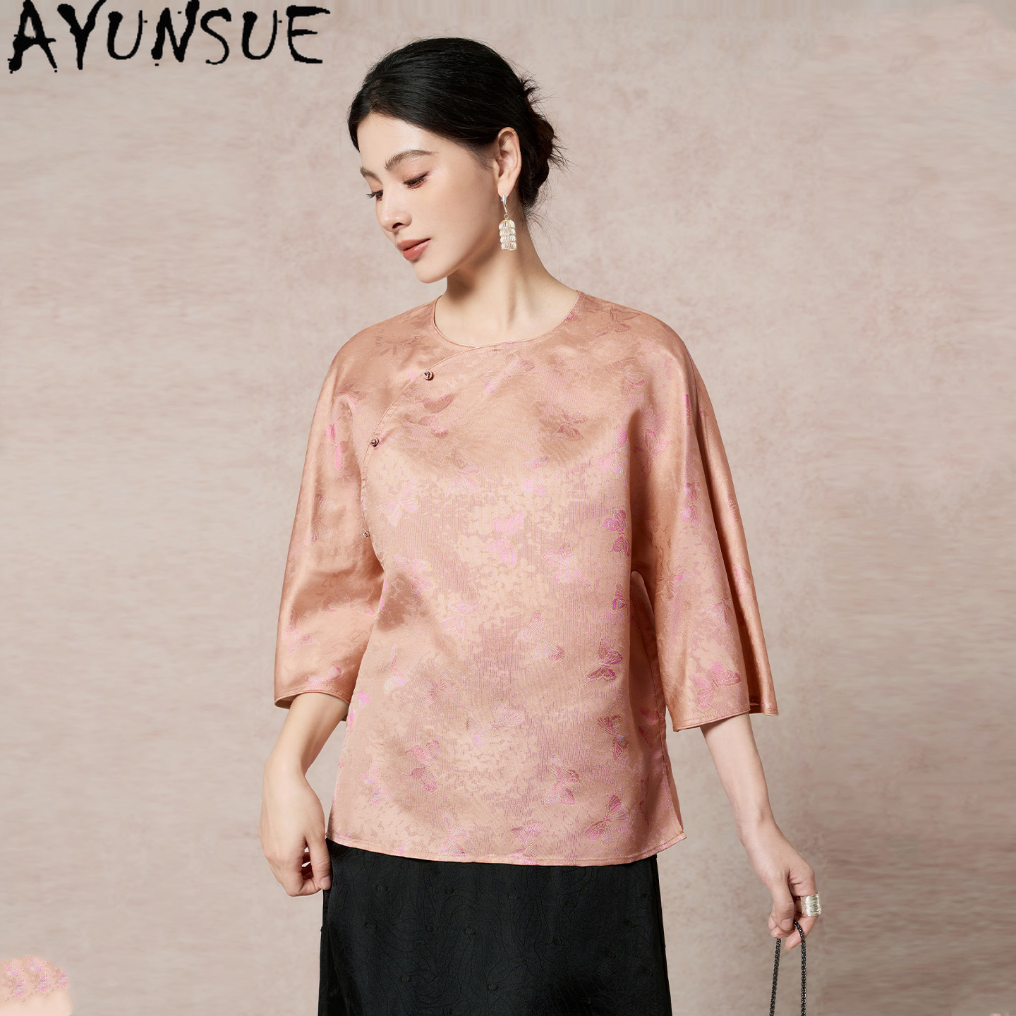 AYUNSUE 100% Real Mulberry Sil - Silk Blouse Button recension och pris