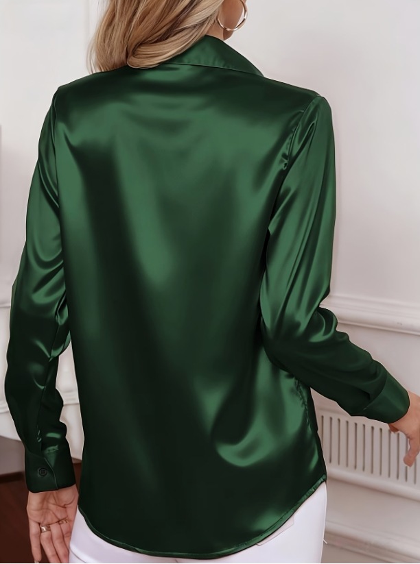 Women Satin Lapel Collar Blous - Women Formal Office Wear Tops recension och pris