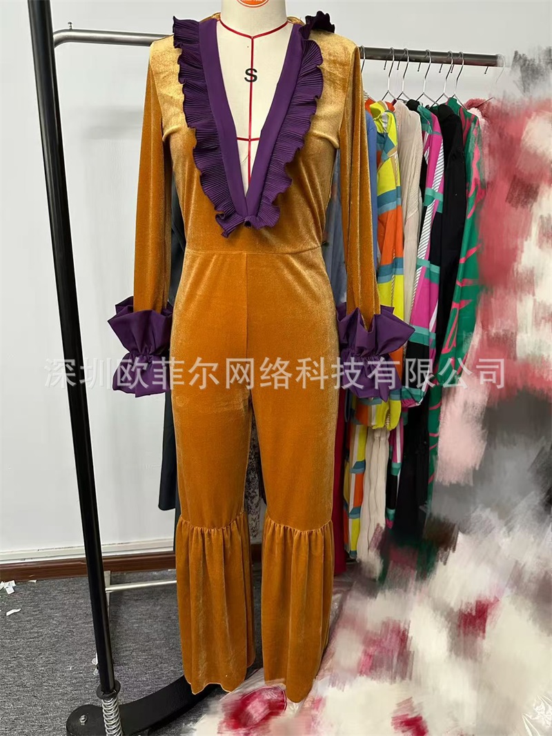 Yellow Purple Velvet Women Jum - Women'S Formal Jumpsuit Evening Wear recension och pris